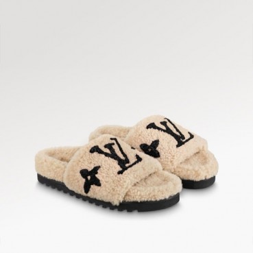 루이비통 여성 봄 디아 플랫뮬 시어링 슬리퍼 - Louis vuitton Womens Slipper 