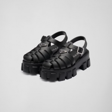 프라다 여성 블랙 러버 모놀리스 샌들 - Prada Womens Black Sandles 