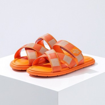 루이비통 남성 오렌지 슬리퍼 - Louis vuitton Mens Orange Slippers 