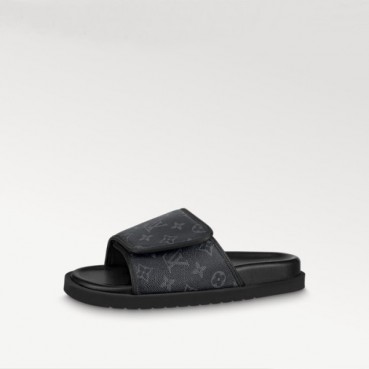 루이비통 남성 마이아미 슬리퍼 - Louis vuitton Mens Black Slippers 