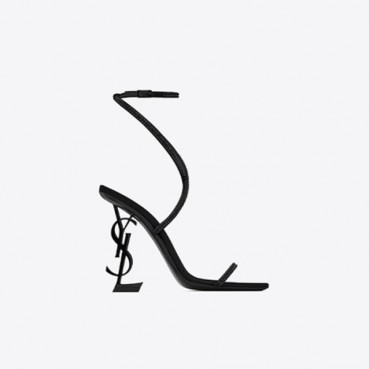 크레이프 여성 새틴 라인스톤 블랙 힐 OPYUM 샌들 【매장-300만원대】 