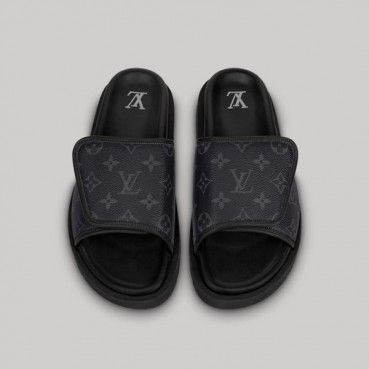 루이비통 남성 블랙 슬리퍼 - Louis vuitton Mens Black Slippers 