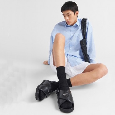 프라다 남성 로고 블랙 샌들 - Prada Mens Black Sandals 