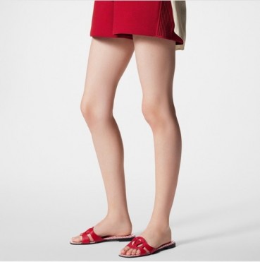 루이비통 여성 레드 슬리퍼 - Louis vuitton Womens Red Slippers 