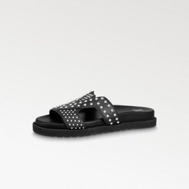 루이비통 남성 블랙 슬리퍼 - Louis vuitton Mens Black Slippers 