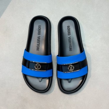 루이비통 남성 블루탭 슬리퍼 - Louis vuitton Mens Blue Tap Slippers 