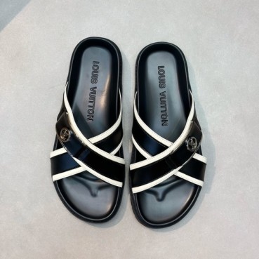 루이비통 남성 화이트탭 슬리퍼 - Louis vuitton Mens White Tap Slippers 