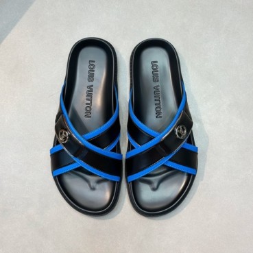 루이비통 남성 블루탭 슬리퍼 - Louis vuitton Mens Blue Tap Slippers 