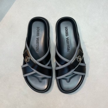 루이비통 남성 그레이탭 슬리퍼 - Louis vuitton Mens Gray Tap Slippers 