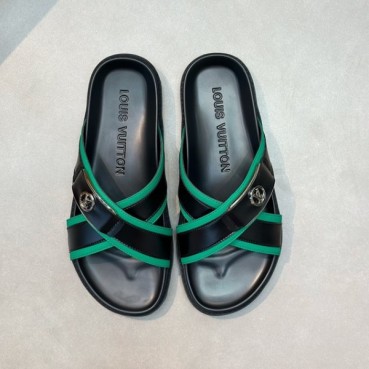 루이비통 남성 그린탭 슬리퍼 - Louis vuitton Mens Green Tap Slippers 