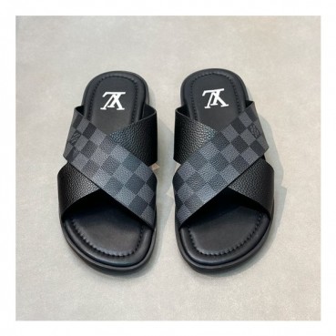 루이비통 남성 블랙 슬리퍼 - Louis vuitton Mens Black Slippers 