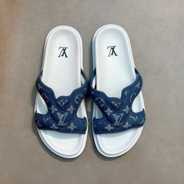 루이비통 남성 블루 슬리퍼 - Louis vuitton Mens Blue Slippers 