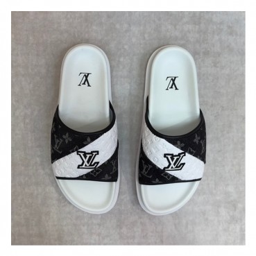루이비통 남성 블랙 슬리퍼 - Louis vuitton Mens Black Slippers 