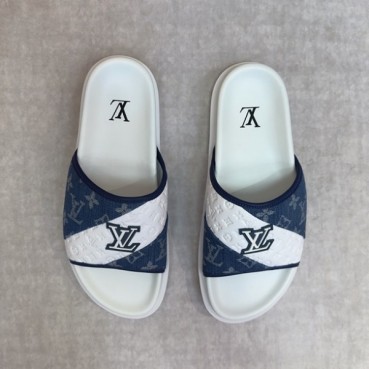 루이비통 남성 블루 슬리퍼 - Louis vuitton Mens Blue Slippers 