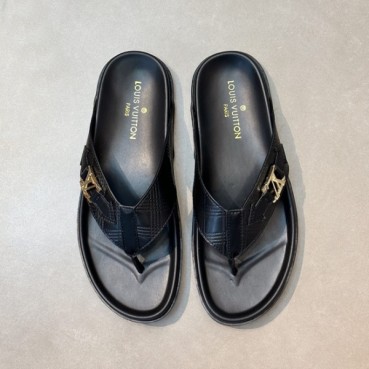루이비통 남성 블랙 슬리퍼 - Louis vuitton Mens Black Slippers 