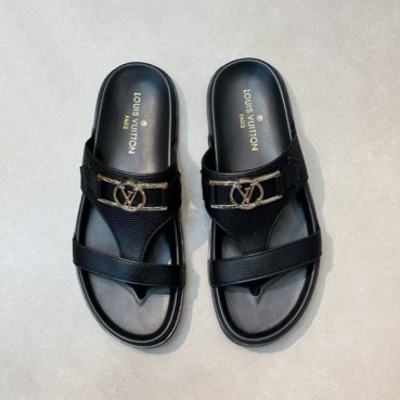 루이비통 남성 블랙 슬리퍼 - Louis vuitton Mens Black Slippers 