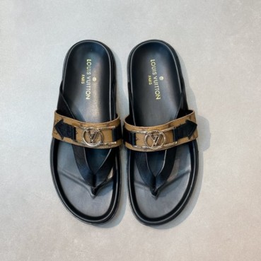 루이비통 남성 카멜 슬리퍼 - Louis vuitton Mens Camel Slippers 