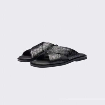 프라다 남성 로고 블랙 슬리퍼 - Prada Mens Black Slippers 