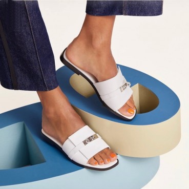 에르메스 여성 화이트 켈리 슬리퍼 - Hermes Womens White Slipper 