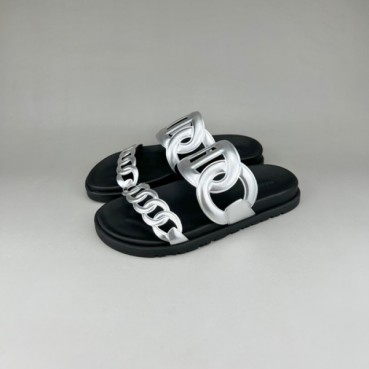 에르메스 남/녀 트렌디 실버 슬리퍼 - Unisex Silver Slippers 