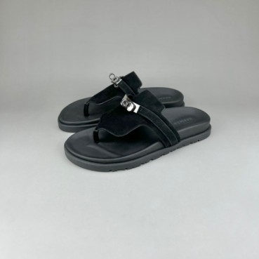 에르메스 남/녀 트렌디 블랙 슬리퍼 - Unisex Black Slippers 