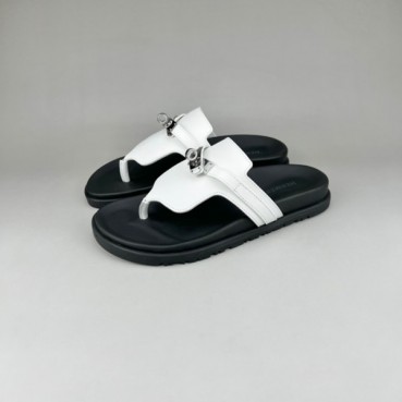 에르메스 남/녀 트렌디 화이트 슬리퍼 - Unisex White Slippers 