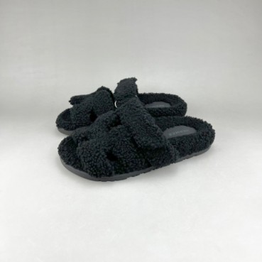 에르메스 남/녀 블랙 퍼슬리퍼 - Unisex Black Slippers 