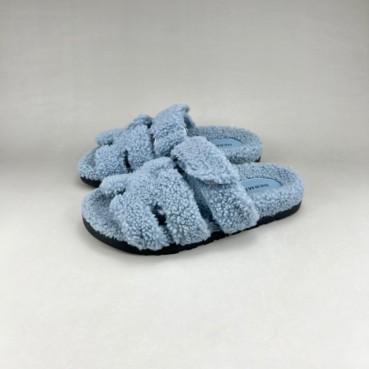 에르메스 남/녀 블루 퍼슬리퍼 - Unisex Blue Slippers 