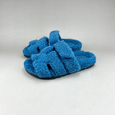 에르메스 남/녀 블루 퍼슬리퍼 - Unisex Blue Slippers 