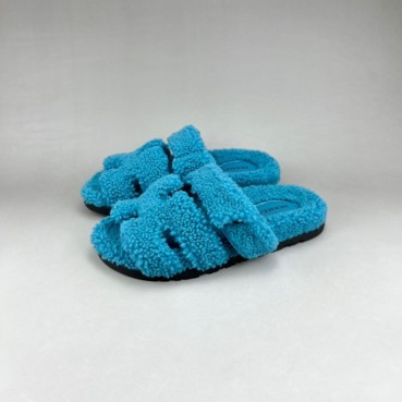 에르메스 남/녀 블루 퍼슬리퍼 - Unisex Blue Slippers 