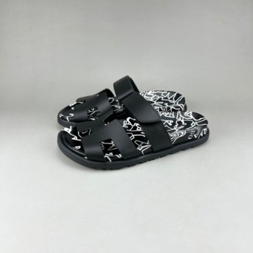 에르메스 남/녀 블랙 슬리퍼 - Unisex Black Slippers 