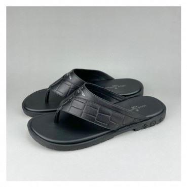 루이비통 남성 이니셜 블랙 슬리퍼 - Mens Black Slippers 