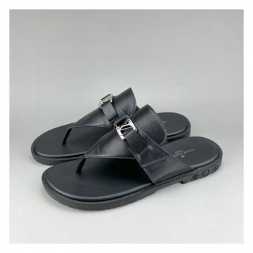 루이비통 남성 이니셜 블랙 슬리퍼 - Mens Black Slippers 