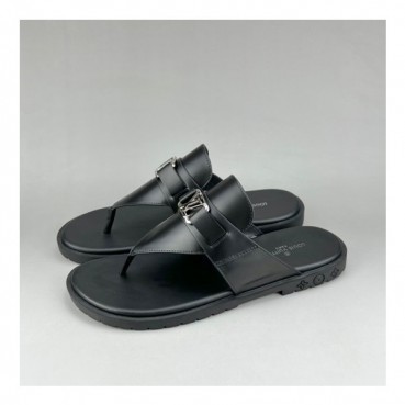 루이비통 남성 이니셜 블랙 슬리퍼 - Mens Black Slippers 