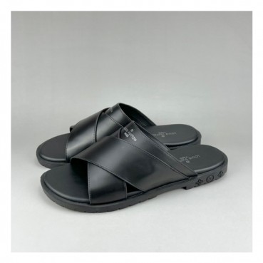루이비통 남성 이니셜 블랙 슬리퍼 - Mens Black Slippers 