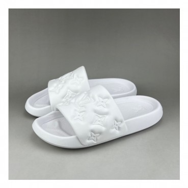 루이비통 남/녀 이니셜 화이트 슬리퍼 - Unisex White Slippers 
