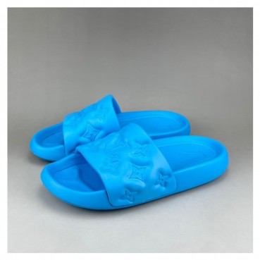 루이비통 남/녀 이니셜 블루 슬리퍼 - Unisex Blue Slippers 