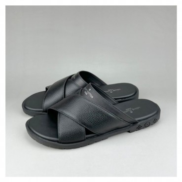 루이비통 남성 이니셜 블랙 슬리퍼 - Mens Black Slippers 