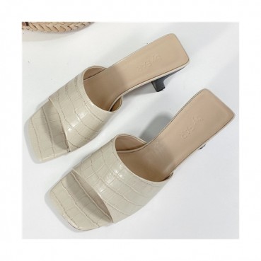 By Far 2021 Women's Leather High Heel Slipper,BYFS0035 - 바이파 2021 여성용 레더 하이힐 슬리퍼,Size(225