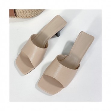 By Far 2021 Women's Leather High Heel Slipper,BYFS0034 - 바이파 2021 여성용 레더 하이힐 슬리퍼,Size(225