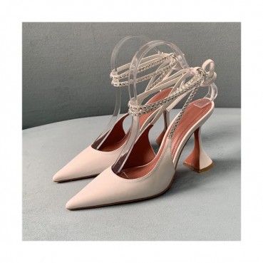 Amina Muaddi 2021 Women's Leather High Heel Sandal,AMS0006 - 아미나 무아디 2021 여성용 레더 하이힐 샌들,Size(225