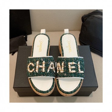 Chanel 2021 Women's Embroidery Slipper,CHAS0627 - 샤넬 2021 여성용 임브로이더리 슬리퍼,Size(225