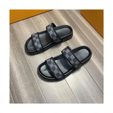Louis Vuitton 2021 Men's Leather Slipper,LOUS2060 - 루이비통 2021 남성용 레더 슬리퍼,Size(240