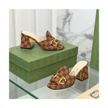 Gucci 2021 Women's Leather High Heel Slipper,GUCS1531 - 구찌 2021 여성용 레더 하이힐 슬리퍼,Size(225
