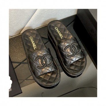 Chanel 2021 CC Logo Leather Slipper - 샤넬 2021 CC로고 레더 슬리퍼,Size(225