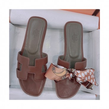 Hermes 2021 Women's Leather Slipper - 에르메스 2021 여성용 레더 슬리퍼,Size(225