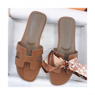 Hermes 2021 Women's Leather Slipper - 에르메스 2021 여성용 레더 슬리퍼,Size(225