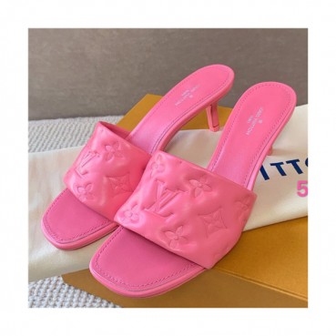 Louis Vuitton 2021 Women's Leather High Heel Slipper - 루이비통 2021 여성용 레더 하이힐 슬리퍼,Size(225