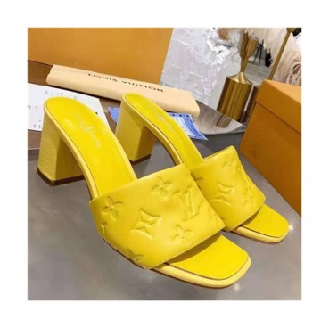 Louis Vuitton 2021 Women's Leather High Heel Slipper - 루이비통 2021 여성용 레더 하이힐 슬리퍼 ,Size(225