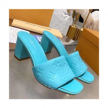 Louis Vuitton 2021 Women's Leather High Heel Slipper - 루이비통 2021 여성용 레더 하이힐 슬리퍼 ,Size(225